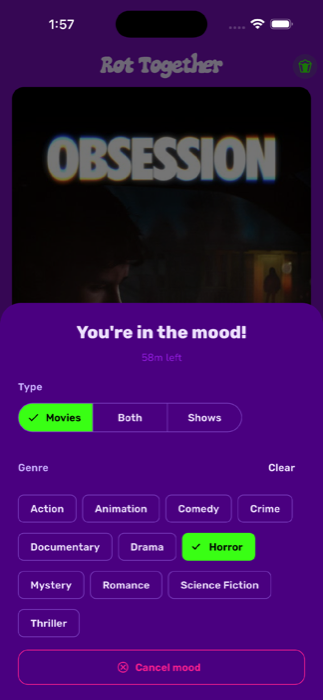 In the Mood sheet with a genre filter being set